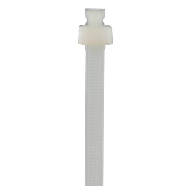 Cable Tie, 8 in L, 2 in Max Bundle Dia., Natural, Nylon 6/6, 40 lb Strength, 1000 PK